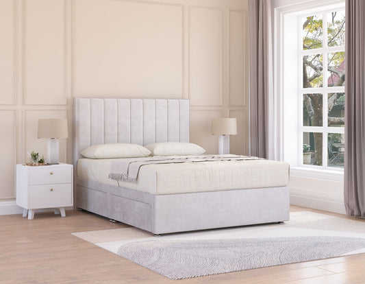 Elegant Divan (4FT6)Double Bed with Button-Tufted Headboard – Soft Fabric Finish